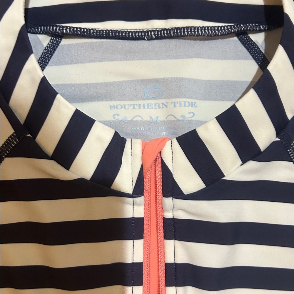 Southern Tide Navy and White Striped Rash Guard - Picture 3 of 4